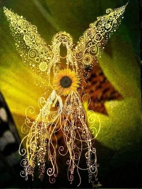 Sunflower Pictures, Energy Art, Sunflower Wallpaper, Wings Tattoo, Black Wings, Sunflower Decor, Angel Pictures, Beautiful Fairies, Dark Angel