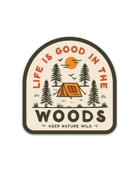 Sticker Design Inspiration, Outdoor Stickers, Logo Vintage, Reusable Water Bottles, Badge Design, 로고 디자인, In The Woods, Design Inspo, Vintage Design