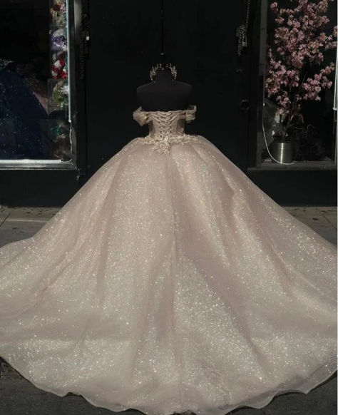 Princess Quinceanera Dress, Princess Quinceanera Dresses, Quince Hair, Xv Dresses, Dresses Off Shoulder, Flora Dress, Modest Prom, Tulle Sleeves, Wedding Dresses With Flowers