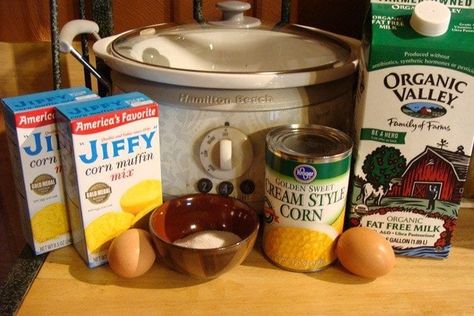 Crockpot Cornbread, Rock Crock Recipes, Crock Pot Corn, Jiffy Cornbread Recipes, Gluten Free Breads, Cornbread With Corn, Crock Pot Bread, No Yeast Bread, Cornbread Casserole