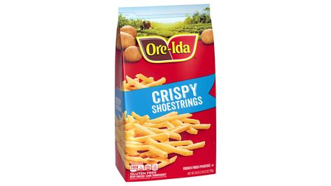 Ore-Ida Golden Shoestrings French Fries (28 oz) | Family Fare Grocery Gluten Free Fries, Shoestring Potatoes, Oven Baked Fries, Ore Ida, Yummy Fries, French Fried Potatoes, Potato Bag, Frozen French Fries, Frozen Potatoes