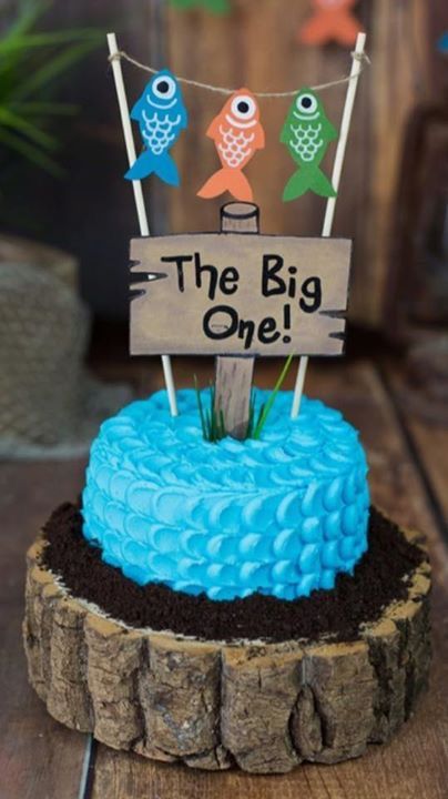 Fishing Cake Topper, Fishing Birthday Party, Fishing Ideas, One Year Birthday, Baby Boy First Birthday, Fishing Birthday, The Big One, Baby Boy Birthday, Chubby Cheeks