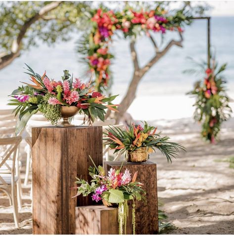 Beach Front Wedding, Tropical Wedding Theme, Beach Wedding Decorations Reception, Tropical Floral Arrangements, Tropical Wedding Decor, Tropical Flower Arrangements, Tropical Florals, Beach Wedding Centerpieces, Tropical Beach Wedding