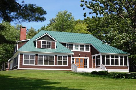 Englert Metal Roofing Plays Well On 'Golden Pond' Green Steel Roof Houses, Ramps Architecture, Green Roof House, Metal Roof Houses, On Golden Pond, Best Exterior Paint, Metal Roofs, Fairytale House, Standing Seam Metal Roof