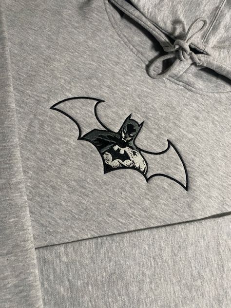 Batman Embroidery, Batman Hoodie, Batman Dark Knight, Black Batman, Batman Dark, Gym Hoodie, Batman The Dark Knight, Embroidered Hoodie, Dark Knight