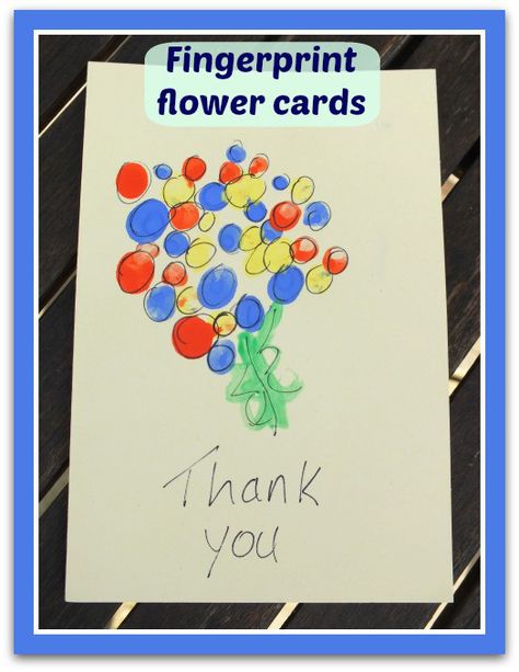 Fingerprint flower card - These look amazing and so simple for thank you cards! #cards #children #art Preschool Set Up, Thank U Cards, Print Crafts, Writing Thank You Cards, Children's Furniture, Foot Print, Finger Print, Flower Card, Print Flower