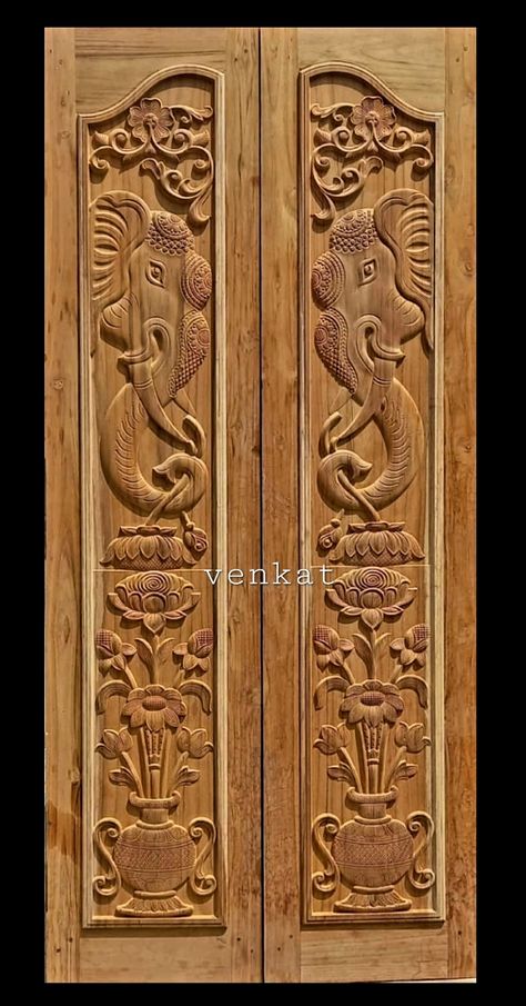 Wooden Double Front Doors, Pooja Door, Pooja Door Design, Main Doors, Box Bed Design, Sofa Design Wood, Door Design Photos, Wooden Front Door Design, Entrance Ideas