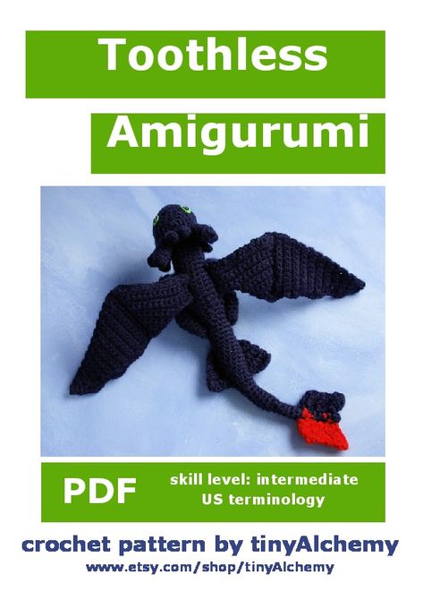 Toothless Crochet Pattern Free, Toothless Pattern, Crochet Toothless, Crochet Dragon Pattern, Toothless Dragon, Craft Logo, Crochet Dinosaur, Crochet Dragon, Crochet Animals Free Patterns