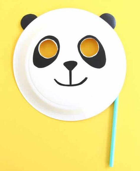 Panda Mask Diy, Kung Fu Panda Party, Panda Mask, Panda Craft, Panda Birthday Party, Diy Masks, Kung Fu Panda 3, Paper Plate Crafts For Kids, Panda Birthday