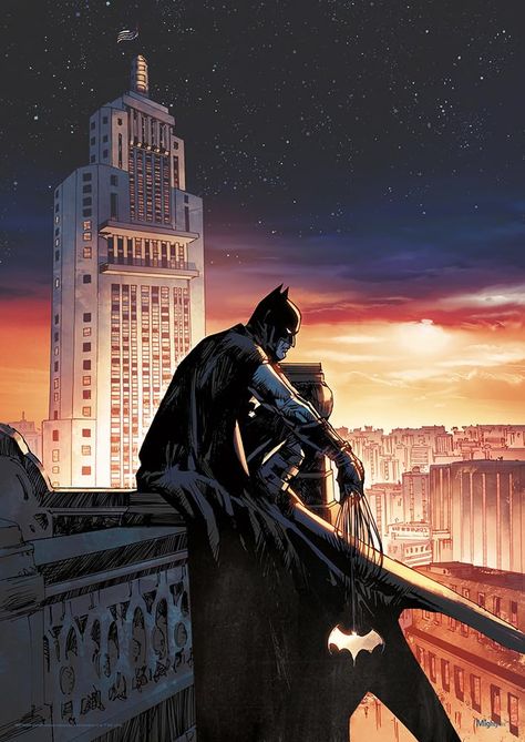 PRICES MAY VARY. Eyes on the city. This 17” x 24” MightyPrint Wall Art features Batman as he sits on top of a building overlooking the city of Gotham at sunset with a grappling hook in his hand. Batman is ready to spring into action! This wall art is stronger than Batman’s love for justice. It is bend, tear and fade-resistant, making it stronger, more vibrant, and easily removed and replaced unlike traditional posters. Show everyone just how much you love Batman with this vibrant wall decor. Fin The Dark Knight, Dark Knight, Dc Comics, The City, Batman, Comics, The World, Art