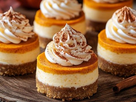 Fall Delight: Mini Pumpkin Cheesecakes - NewsBreak Sweet Potato Cheesecake Cupcakes, Fall Engagement Cake, No Bake Mini Pumpkin Cheesecake, Coffee Cake Bundt, Halloween Cheesecake, Pumpkin Cheesecakes, Cups Recipes, Pumpkin Food, Chocolate Caramel Apples