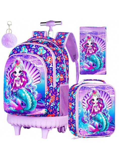 3PCS Girls Mermaid Rolling Backpack, Cute Kids School Bag With Wheels,Water Resistant Roller Bookbag Set For Elementary Preschool - PurpleI discovered amazing products on SHEIN.com, come check them out! School Bags With Wheels, Mermaid Backpack, Eid Mubarak Wishes, Backpack Cute, Rolling Backpack, Halloween Food For Party, Halloween Food, School Bags For Kids, Cake Decorating Techniques