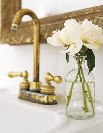 Room Hacks, Brass Faucet, Unlacquered Brass, Rustic Bathroom, Kerosene, Shabby Vintage, Beautiful Bathrooms, Fixer Upper, Bathroom Inspiration