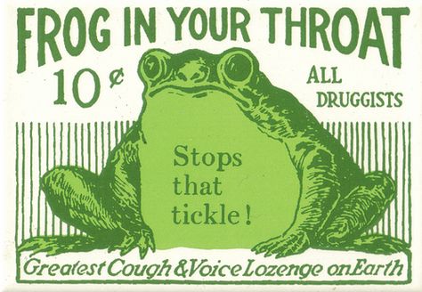 ☞ MD ☆☆☆ Frog in your throat cough lozenges vintage ad by rowrrbazzle, via Flickr Frog Pictures, Sign Company, Frog Art, A Frog, Frog And Toad, Cute Frogs, Room Posters, What’s Going On, Toad