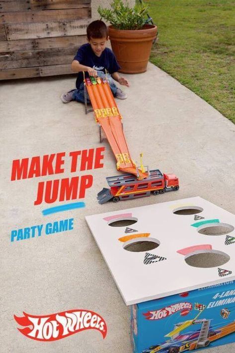 21 Hot Wheels Birthday Party Ideas - Spaceships and Laser Beams Hot Wheels Birthday Party Ideas, Hot Wheels Birthday Party, Festa Monster Truck, Hot Wheels Themed Birthday Party, Hot Wheel Games, Auto Party, 21 Party, Hotwheels Birthday Party, Jump Party