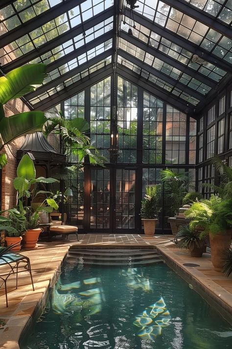 21 Stunning Small Pool Design Ideas for Tiny backyards 58 Indoor Pool Conservatory, Small Pool Oasis, Indoor Lap Pool Home, Pool Inside Greenhouse, Indoor Pool Sunroom, Indoor Pool Greenhouse, Pool In Greenhouse, Home Indoor Pool, Solarium Pool