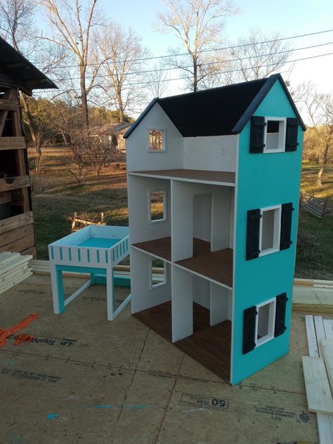 18in Doll House Diy, Diy Dollhouse For 18in Dolls, Ag Doll House Diy, Homemade Doll House, Diy American Girl Doll House, Big Dollhouse, House With Stables, American Doll House, Doll Organization