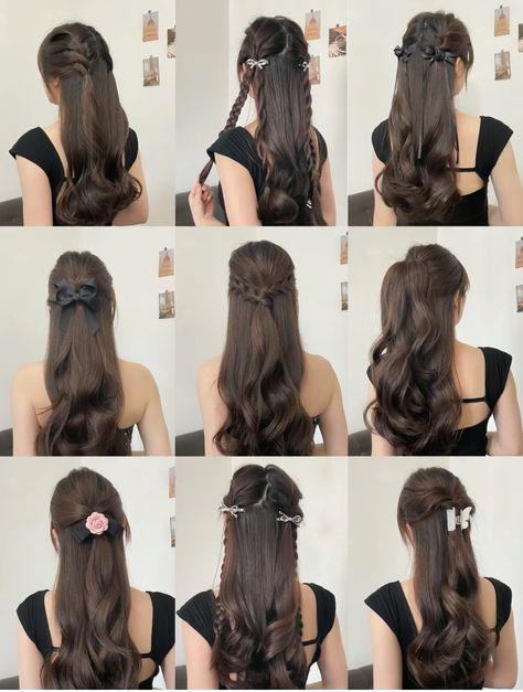 Y2k Prom Hairstyles, Simpul Pita, Easy Hairstyles For Thick Hair, Y2k Hairstyles, Hair Style Korea, Hair Inspiration Long, Fesyen Rambut, Easy Hairstyles For Medium Hair, Korean Hair