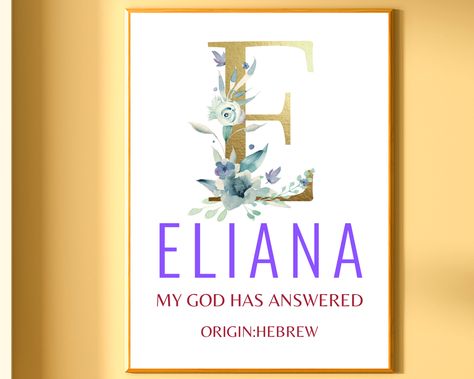 Eliana Custom Name Wall Art Printable, Girls Room Wall Decor, Nursery Room Printable, New Baby Gift Elegant Girls Room, Girls Room Wall Decor, Gifts For Pastors, Name Wall Art, Baby Names And Meanings, Name Wallpaper, Nursery Printables, Simple Prints, Room Wall Decor