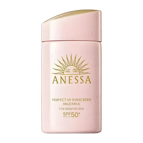 Shiseido - Anessa Perfect UV Sunscreen Mild Milk SPF 50+ PA++++ | YesStyle Anessa Uv Sunscreen, Pink Sunscreen, Sunscreen Aesthetic, Uv Sunscreen, Asian Skin, Sunscreen Stick, Chemical Sunscreen, Asian Skincare, Face Beauty