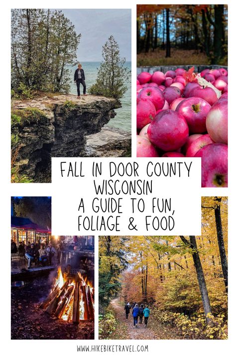 fresh apples, woman on a cliff by a lake, people walking in a colourful forest, a fish boil Door County Fall, Fall In Door County Wi, Door County Wisconsin Fall, Door County Wi, Apple Orchards, Door County Wisconsin, American Road, In Door, Duck Dynasty