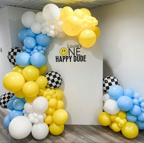 One Happy Dude Birthday Balloon Arch, One Happy Dude Party Decor, One Happy Dude Balloons, One Happy Dude Balloon Arch, One Happy Dude Backdrop, Dude Birthday Party, Birthday Smiley, One Happy Dude Birthday, Dude Birthday