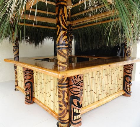 Tiki Bar Design, Tiki Bars Backyard, Tiki Bars Diy, Tikki Bar, Rollup Design, Outdoor Tiki Bar, Outside Bars, Tiki Bar Decor, Bamboo Bar