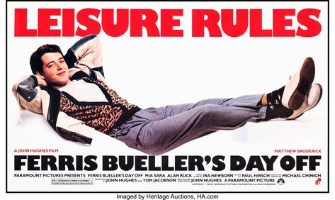 World's Largest Collectibles Auctioneer Ferris Buller, John Hughes Films, Alan Ruck, Mia Sara, John Hughes Movies, Ferris Bueller’s Day Off, Posters Decor, Gill Sans, Ferris Bueller's Day Off