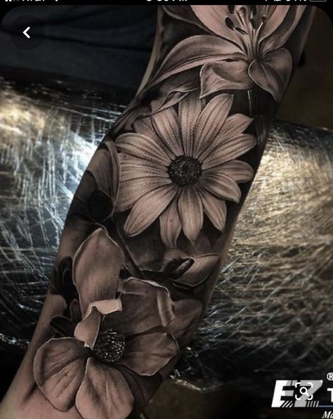 Linework Tattoo Sleeve, Flower Tattoos Meanings, Men Flower Tattoo, Wörter Tattoos, Rare Tattoos, Half Sleeve Tattoos, Linework Tattoo, Flower Tattoo Meanings, Tattoos For Women Half Sleeve