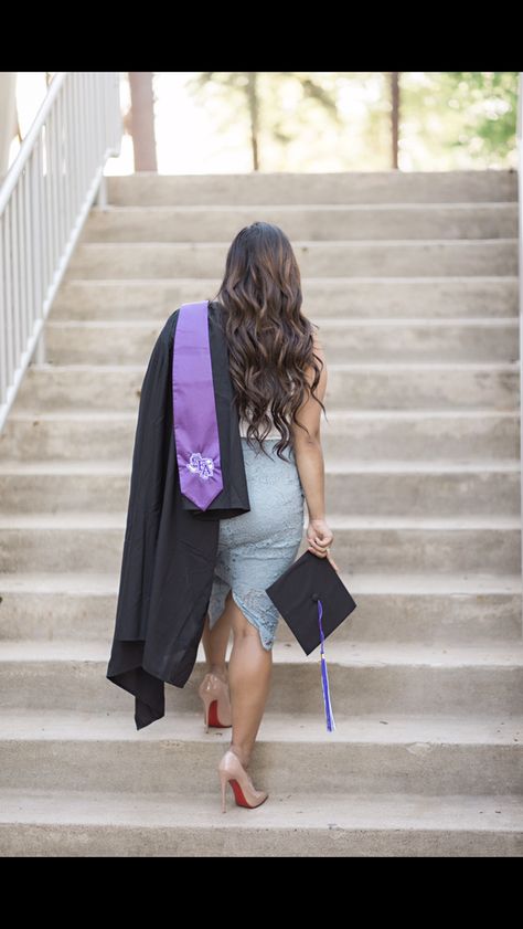 My SFA Grad Photo💜 #graduation #collegegraduation #gradphotos #SFASU #sfagrad #collegepic Gvsu Graduation Pictures, Sfa Graduation Pictures, Csusm Graduation Pictures, Sfasu Graduation Pictures, Unf Graduation Pictures, Ucf Grad Photos, College Grad Pictures, Senior Year Pictures, Cute Senior Pictures