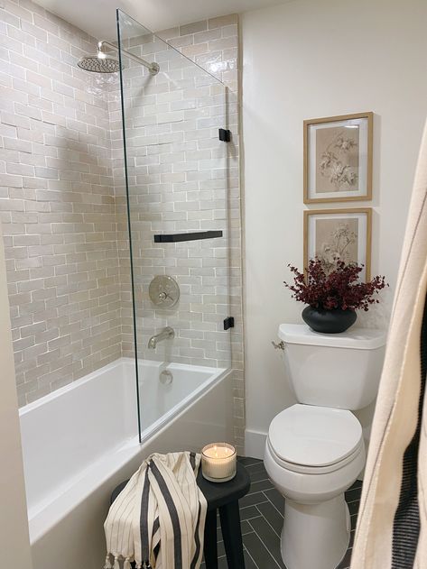 Guest Bathroom Remodel UPdate — House of Hanes Tub Shower Glass, Bathtub Inserts, Glass Shower Tub, Tub Insert, Small Full Bathroom, Modern Kitchen Sinks, Guest Bathroom Remodel, Bathroom Addition, Small Bathtub