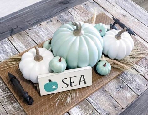 8 Coastal Fall Table Centerpiece Decor Ideas | Beach Fall Decorations Coastal Thanksgiving Decor, Fall Potpourri, Coastal Table Decor, Bald Head Island Nc, Coastal Cottage Decorating, Coastal Fall, Cottage Decorating, Fall Table Centerpieces, Classic Coastal