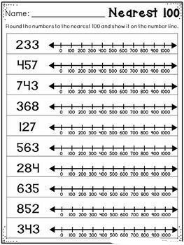 Number Lines - Worksheet School Rounding Worksheets, Rounding Numbers, Line Math, 4th Grade Math Worksheets, Worksheets For Grade 3, 3rd Grade Math Worksheets, Math Charts, Number Lines, Rolling Dice