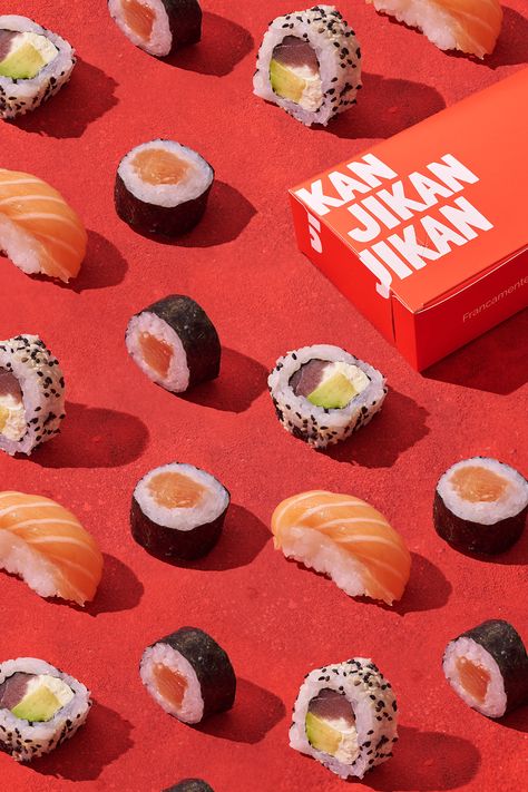 JIKAN SUSHI :: Behance Sushi Restaurant Aesthetic Instagram, Sushi Product Photography, Sushi Advertising, Food Photography Sushi, Sushi Food Photography, Sushi Photoshoot, Sushi Branding, Sushi Photography, Christmas Food Photography