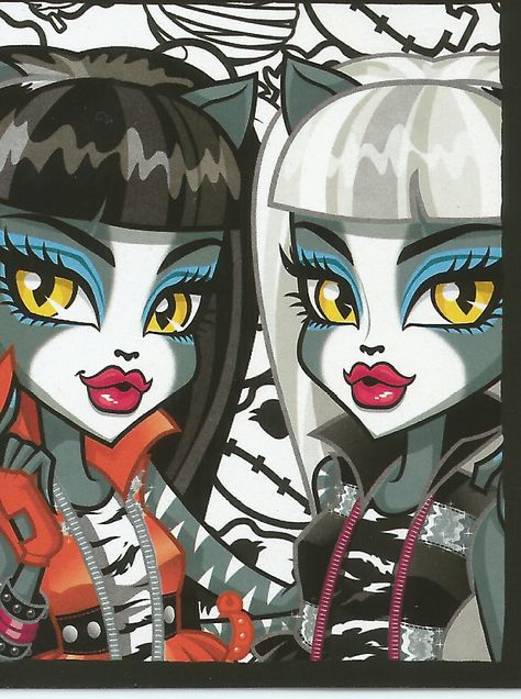 Monster High Twins, Monster High Pfp 3 People, Cute Monster High Wallpapers, Monster High Meowlody, Famous Cartoon Duos, Joseph Core, Cat Twins Monster High, Monster High Purrsephone And Meowlodyne, Monster High Makeup