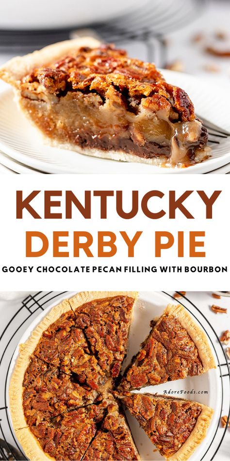 Kentucky Derby Pie Recipe, Derby Pie Recipe, Kentucky Derby Food, Kentucky Derby Recipes, Derby Recipe, Chocolate Pecans, Kentucky Derby Pie, Derby Party Food, Kentucky Derby Party Food