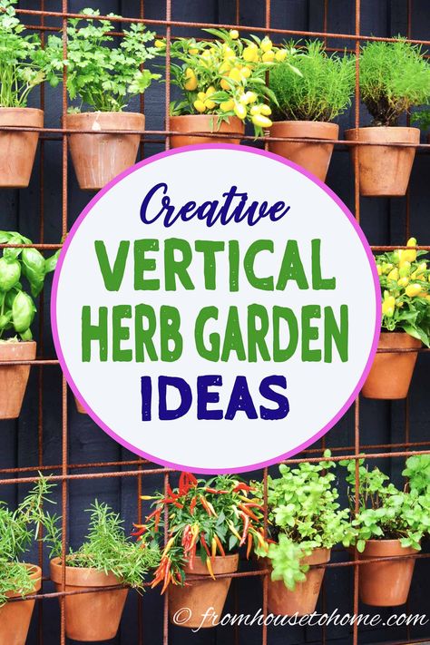 These vertical herb garden ideas are awesome! Great ways to grow herbs and vegetables in a small garden, patio or balcony since it doesn't take up a lot of space. #fromhousetohome #herbgarden #verticalherbgarden #gardening #herbs #diygardening Small Garden Patio, Vertical Herb Gardens, Patio Herb Garden, Herb Garden Ideas, Gardening Herbs, Herb Garden Pallet, Grow Herbs, Hanging Herbs, Vertical Vegetable Garden