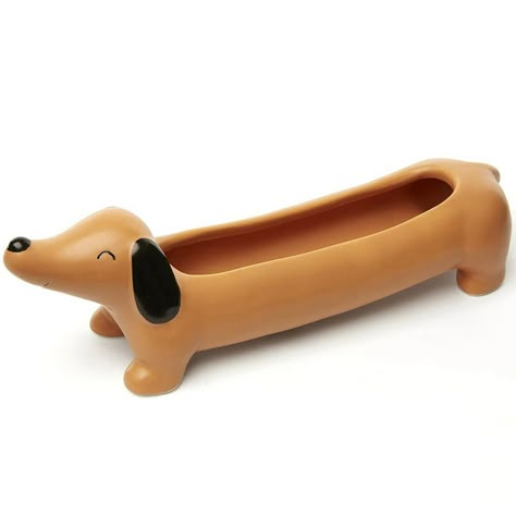 Brown Dachshund, Seal Pup, Animal Planters, Planter Design, Dog Flower, Sweet Dogs, Weiner Dog, Dog Themed, Plant Collection