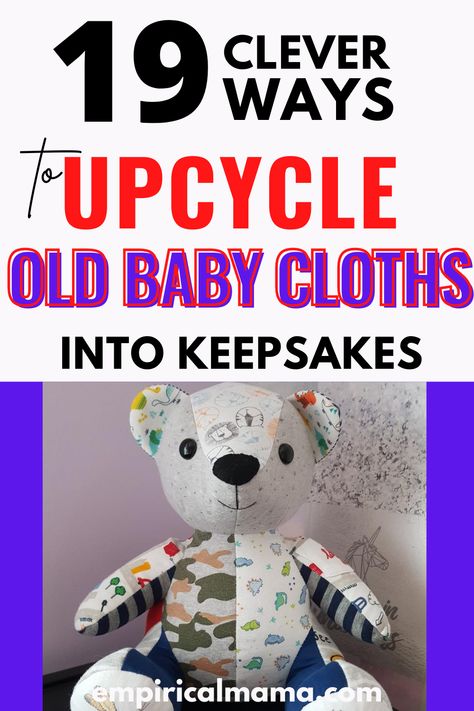 Newborn Clothes Keepsake, Keepsake Stuffed Animals, Repurpose Baby Clothes, Baby Clothes Memory Ideas, Keepsake Clothing Ideas, Diy Baby Boy Gifts, Old Baby Clothes Ideas, Baby Clothes Keepsake, Upcycle Baby Clothes