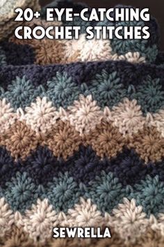 Crochet Borders For Blankets, Uncinetto Zig Zag, Crocheted Afghans, Crochet Stitches Diagram, Crochet Stitches For Blankets, Crochet Stitches Free, Start Knitting, Crochet Stitches Video, Crochet Videos Tutorials