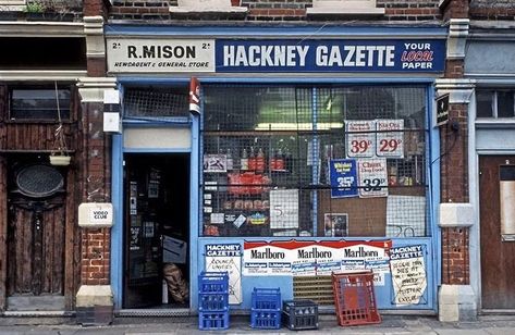 Hackney 1980’s #London Corner Shop Uk, London Corner Shop, British Corner Shop, Hackney Aesthetic, London 80s, 1980s London, British Shop, Arthouse Cinema, British Culture