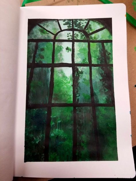 Painting Simple Canvas, Aesthetic Paintings, Monochromatic Art, Paintings Ideas, Painting Aesthetic, Hippie Painting, Green Paintings, Simple Canvas Paintings, Canvas Paint