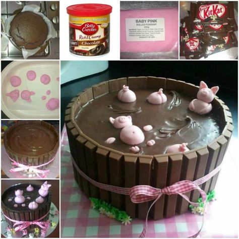 Pigs In Mud Cake, Piggy Cake, Mud Cake Recipes, Pig In Mud, Happy Pig, Pear Cake, Cake Mixes, Hazelnut Cake, Pig Cake