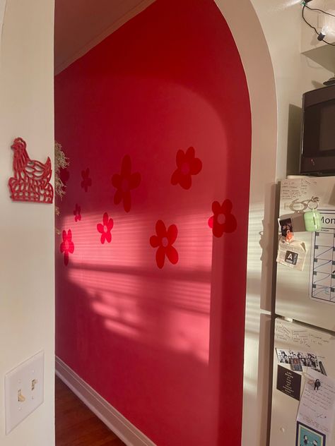 Pink And Red Room, Stargirl Room, Girls Bedroom Red, Pink Black Bedrooms, Clown Room, Salon Board, Red Wall Paint, Red Accent Wall, Red Things