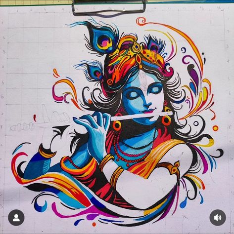 Radha Ashtami Drawing, Wall Painting Of Krishna, Wall Painting Radha Krishna, Krishna Ji Sketch Pencil, Janmashtami Painting Ideas, Krishna Images Drawing, Gopal Painting, Janmashtami Rangoli Designs, Rangoli Krishna