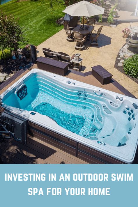 Investing In An Outdoor Swim Spa For Your Home Swim Spa Prices, Swim Spa Deck, Swim Spa Landscaping, Outdoor Swim Spa, Spa Landscaping, Backyard Spa, Hot Tub Swim Spa, Endless Pool, Hot Tub Backyard