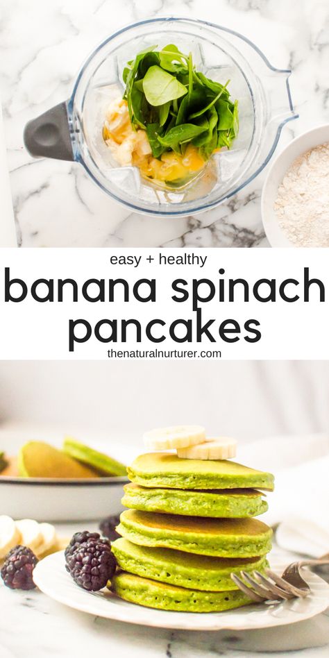 Banana Spinach Pancakes, Healthy Desayunos, Spinach Pancakes, Easy And Healthy Breakfast, Menu Sarapan Sehat, Dinner Vegetarian, Healthy Pancakes, Resep Diet, Makanan Diet