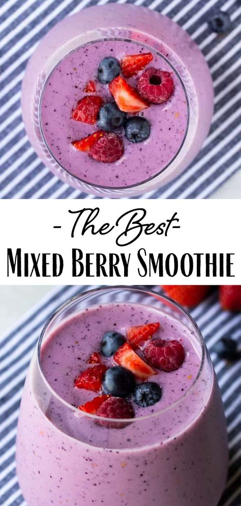 Mixed Berries Smoothie Recipes, Triple Berry Smoothie, Apricot Smoothie, Smoothie Recipes With Yogurt, Smoothie Fruit, Fruit Smoothie Recipes Healthy, Juice Smoothies Recipes, Mixed Berry Smoothie, Berry Smoothie Recipe