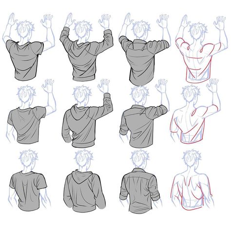 Back Of Clothes, Manga Reference, Hoodie Drawing, Clothing Sketches, Drawing Anime Clothes, 캐릭터 드로잉, Figure Drawing Reference, Back View, Drawing Clothes