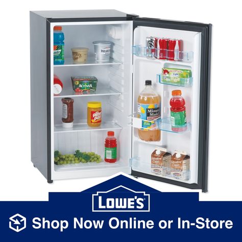 Lightweight unit with auto-defrost and full-range temperature control. Slide out shelves allow you to locate and access items easily. Reversible door with recessed door handle makes opening and closing simple. Capacity (Volume): 3.2 cu ft; Width: 18.5-in; Depth: 17.5-in; Height: 33.25-in. Avanti 3.2-cu ft Freestanding Mini Fridge (Black) | AVAAR321BB Recessed Door, Door Texture, Slide Out Shelves, Can Dispenser, Black Energy, Counter Depth, Mini Fridges, Door Shelves, Black Cabinets